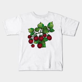 a branch of raspberry red berries Kids T-Shirt